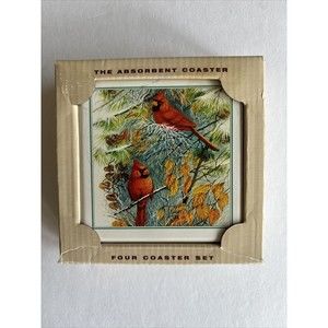 NEW AbsorbaStone Cardinal Four Coaster Set The Absorbent Coaster